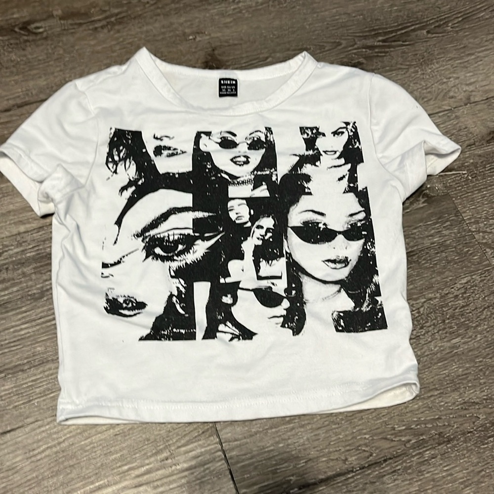 white icon crop top from shein